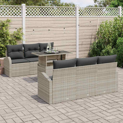 Set Divano da Giardino 7 pcs Grigio chiaro Poly Rattan | homemem39
