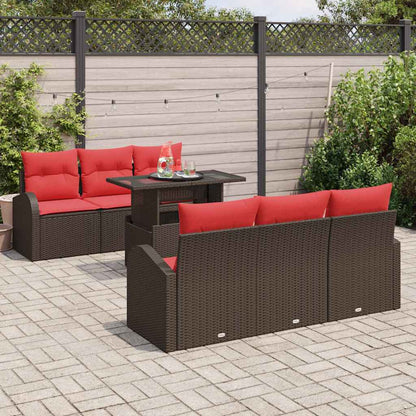 Set Divano da Giardino con cuscino 7 pcs Marrone Poly Rattan | homemem39