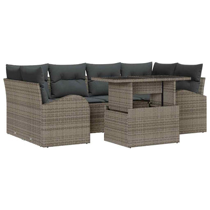 Set Divano da Giardino con cuscino 7 pcs Grigio Poly Rattan | homemem39