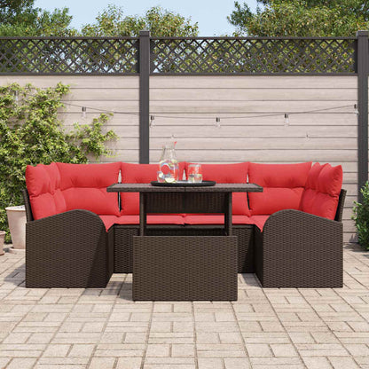 Set Divano da Giardino con cuscino 7 pcs Marrone polyrattan | homemem39