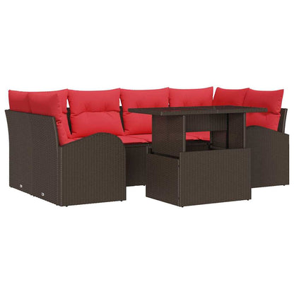 Set Divano da Giardino con cuscino 7 pcs Marrone polyrattan | homemem39