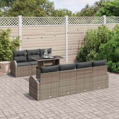 Set Divano da Giardino con cuscino 8 pcs Grigio Poly Rattan | homemem39