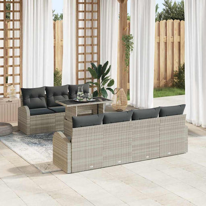 Set Divano da Giardino 8 pcs Grigio chiaro Poly Rattan | homemem39