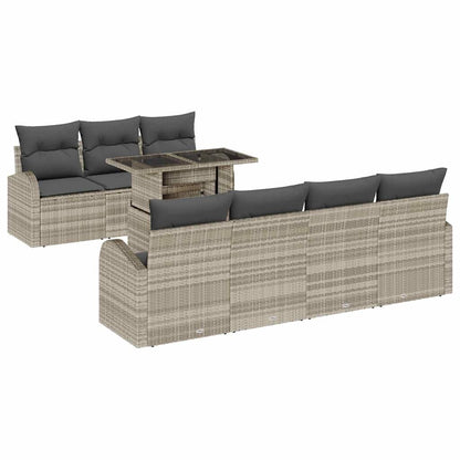 Set Divano da Giardino 8 pcs Grigio chiaro Poly Rattan | homemem39