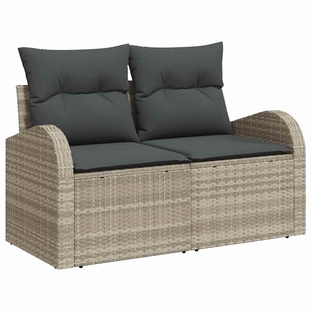 Set Divano da Giardino 8 pcs Grigio chiaro Poly Rattan | homemem39