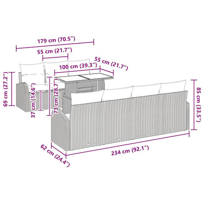Set Divano da Giardino 8 pcs Grigio chiaro Poly Rattan | homemem39