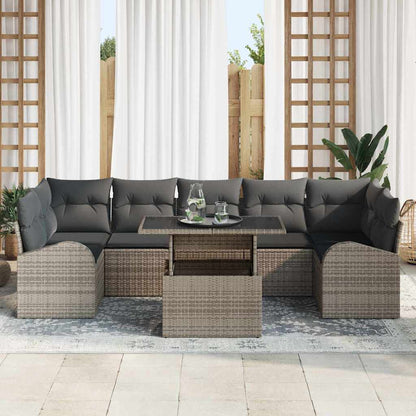 Set Divano da Giardino con cuscino 8 pcs Grigio Poly Rattan | homemem39