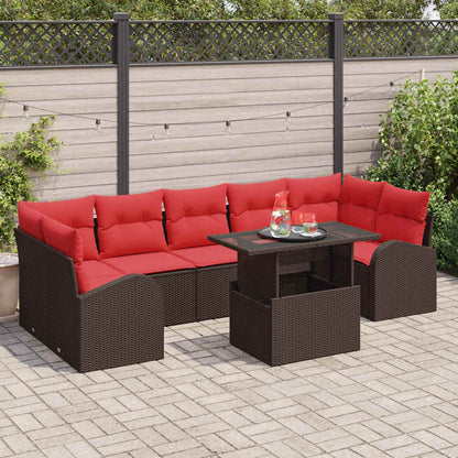 Set Divano da Giardino 8 pcs Marrone polyrattan