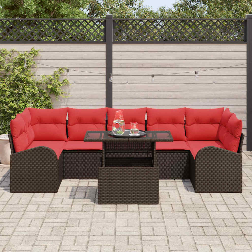 Set Divano da Giardino 8 pcs Marrone polyrattan