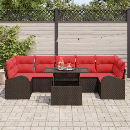 Set Divano da Giardino 8 pcs Marrone polyrattan