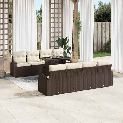 Set Divano da Giardino con cuscino 7 pcs Marrone Poly Rattan