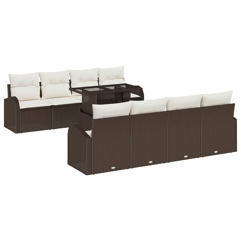 Set Divano da Giardino con cuscino 7 pcs Marrone Poly Rattan