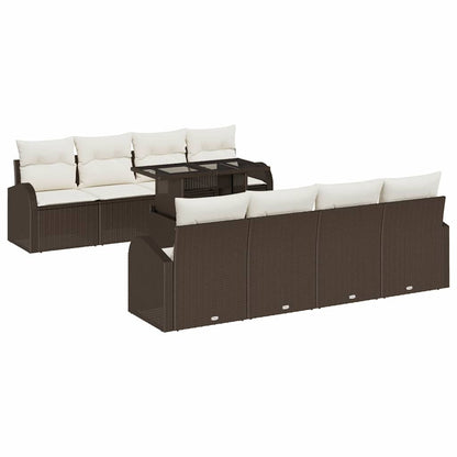 Set Divano da Giardino con cuscino 7 pcs Marrone Poly Rattan
