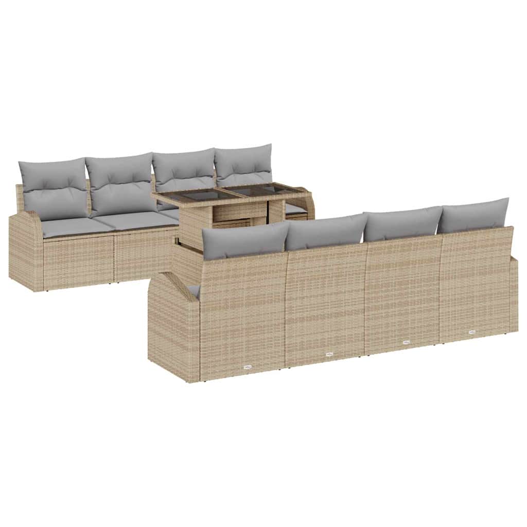 Set Divano da Giardino con cuscino 7 pcs Beige Poly Rattan | homemem39