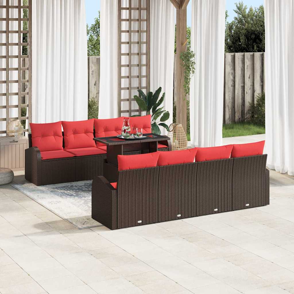 Set Divano da Giardino 9 pcs Marrone polyrattan | homemem39