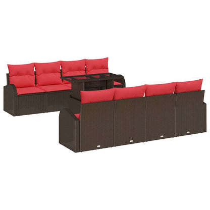 Set Divano da Giardino 9 pcs Marrone polyrattan | homemem39
