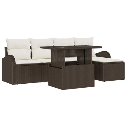 Set Divano da Giardino con cuscino 6 pcs Marrone polyrattan | homemem39