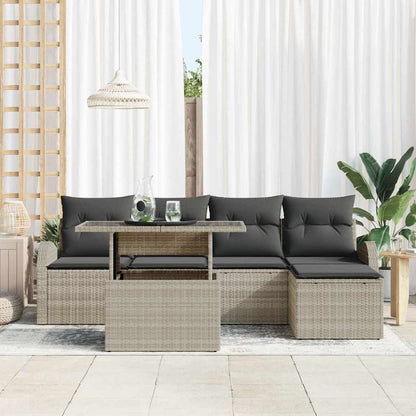 Set Divano da Giardino 6 pcs Grigio chiaro polyrattan | homemem39