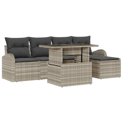 Set Divano da Giardino 6 pcs Grigio chiaro polyrattan | homemem39