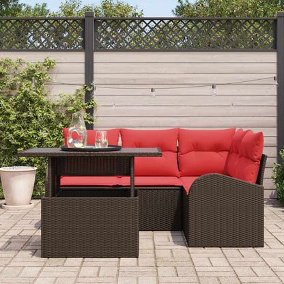 Set Divano da Giardino 5 pcs Marrone e Rosso polyrattan | homemem39