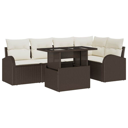 Set Divano da Giardino 6 pcs Marrone e Crema polyrattan | homemem39
