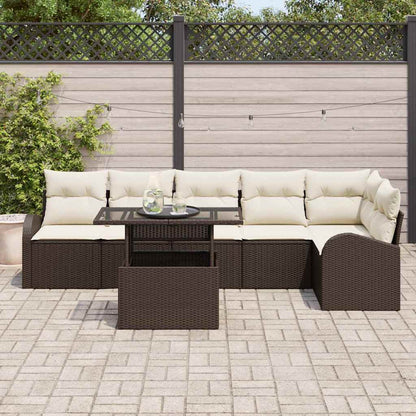 Set Divano da Giardino 7 pcs Marrone e crema 100 x 55 x 73 cm