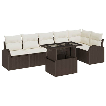 Set Divano da Giardino 7 pcs Marrone e crema 100 x 55 x 73 cm