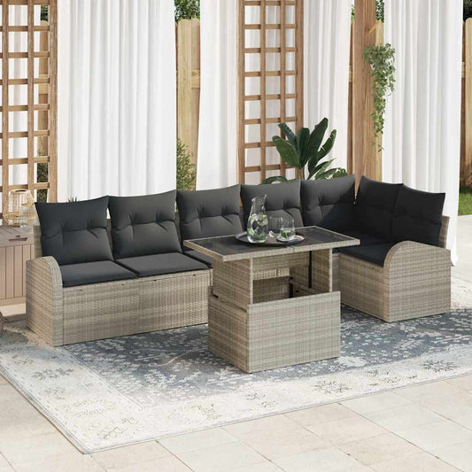 Set Divano da Giardino 7 pcs Grigio chiaro polyrattan