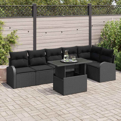 Set Divano da Giardino con archiviazione 7 pcs Nero polyrattan | homemem39