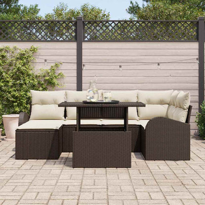 Set Divano da Giardino con cuscino 7 pcs Marrone e crema | homemem39