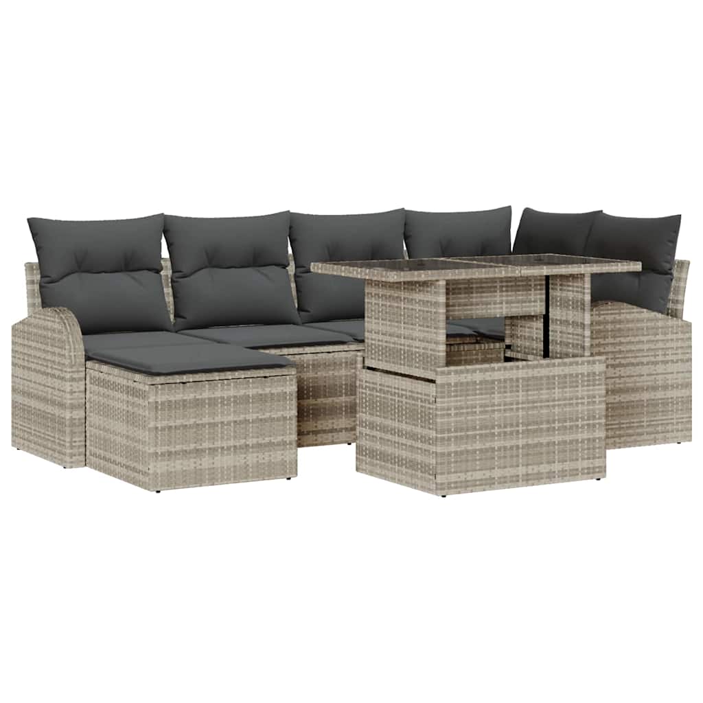 Set Divano da Giardino con cuscino 7 pcs Grigio chiaro | homemem39
