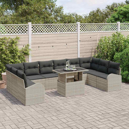 Set Divano da Giardino 11 pcs Grigio chiaro polyrattan | homemem39
