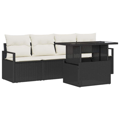 Set Divano da Giardino 5 pcs Nero e crema 100 x 55 x 73 cm