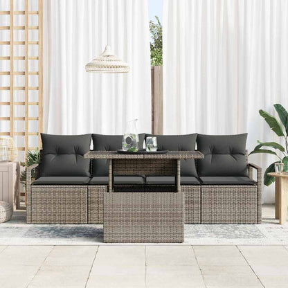 Set Divano da Giardino con cuscino 5 pcs Grigio polyrattan | homemem39