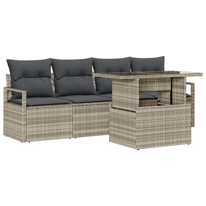 Set Divano da Giardino con archiviazione 5 pcs Luce polyrattan | homemem39