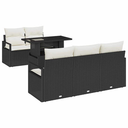 Set Divano da Giardino con archiviazione 6 pcs Nero polyrattan | homemem39