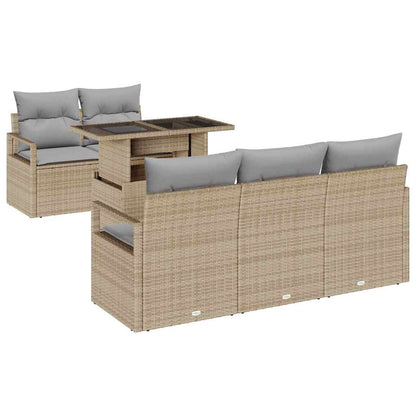Set Divano da Giardino 6 pcs Beige e Grigio Chiaro polyrattan | homemem39
