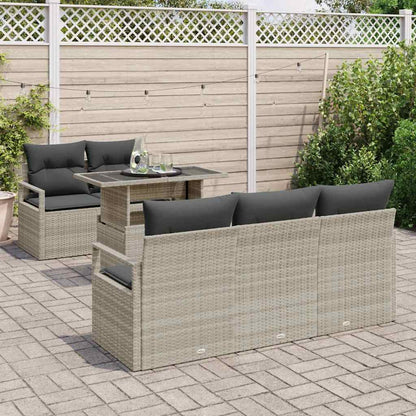 Set Divano da Giardino 6 pz 5-Numero di posti Grigio chiaro