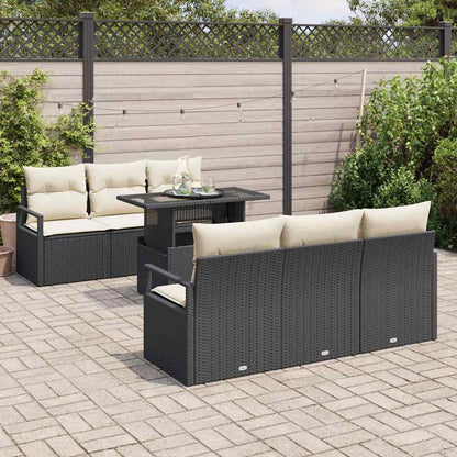 Set Divano da Giardino 7 pcs Nero e Crema polyrattan | homemem39