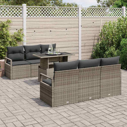 Set Divano da Giardino con cuscino 7 pcs Grigio polyrattan | homemem39