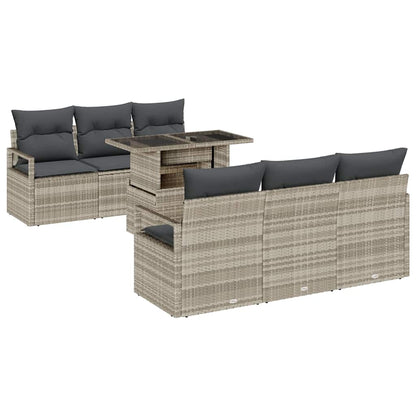 Set Divano da Giardino 7 pz 6-Numero di posti Grigio chiaro