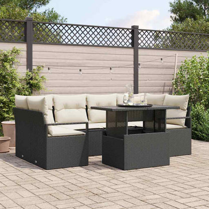 Set Divano da Giardino con archiviazione 7 pcs Nero polyrattan | homemem39