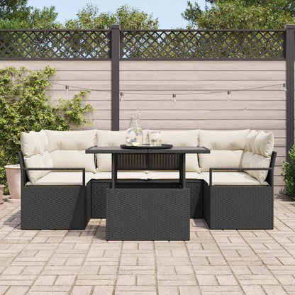 Set Divano da Giardino con archiviazione 7 pcs Nero polyrattan | homemem39