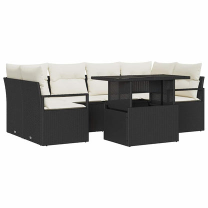 Set Divano da Giardino con archiviazione 7 pcs Nero polyrattan | homemem39