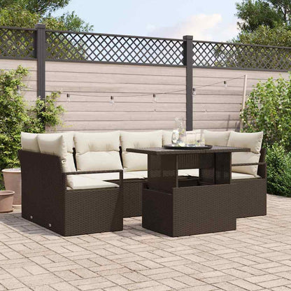 Set Divano da Giardino con cuscino 7 pcs Marrone polyrattan | homemem39