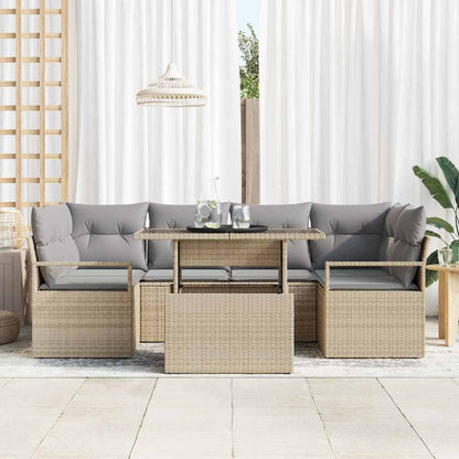 Set Divano da Giardino con cuscino 7 pcs beige e grigio chiaro