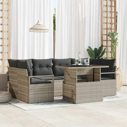 Set Divano da Giardino 7 pcs Grigio chiaro polyrattan | homemem39