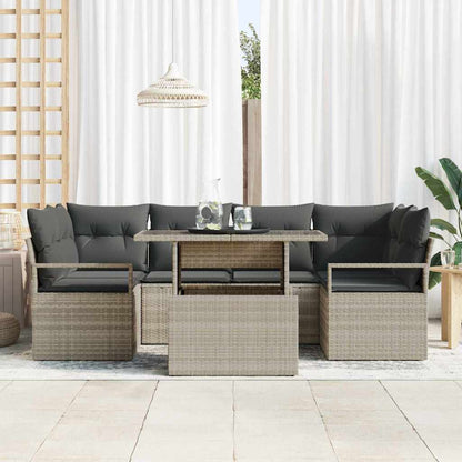 Set Divano da Giardino 7 pcs Grigio chiaro polyrattan | homemem39
