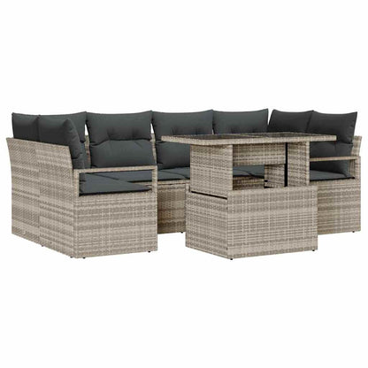 Set Divano da Giardino 7 pcs Grigio chiaro polyrattan | homemem39