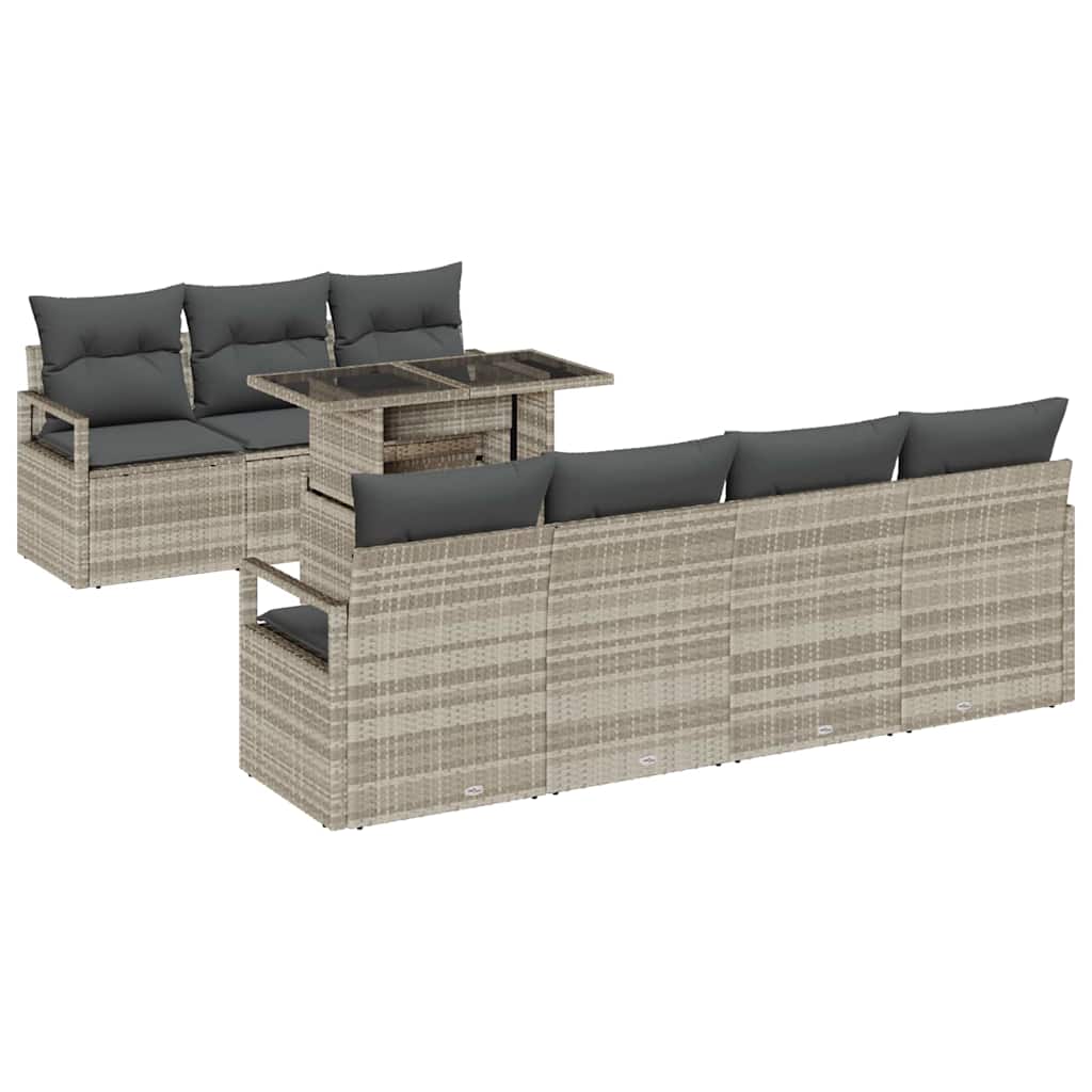 Set Divano da Giardino 8 pcs Grigio chiaro polyrattan | homemem39